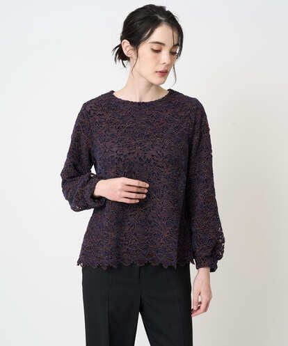 PJBCD03420 CHRISTIAN AUJARD Lサイズ 【大きいサイズ】フラワーモールレースブラウス