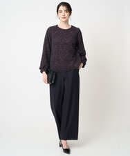 PJBCD03420 CHRISTIAN AUJARD Lサイズ(クリスチャン・オジャール Lサイズ) 【大きいサイズ】フラワーモールレースブラウス ネイビー系