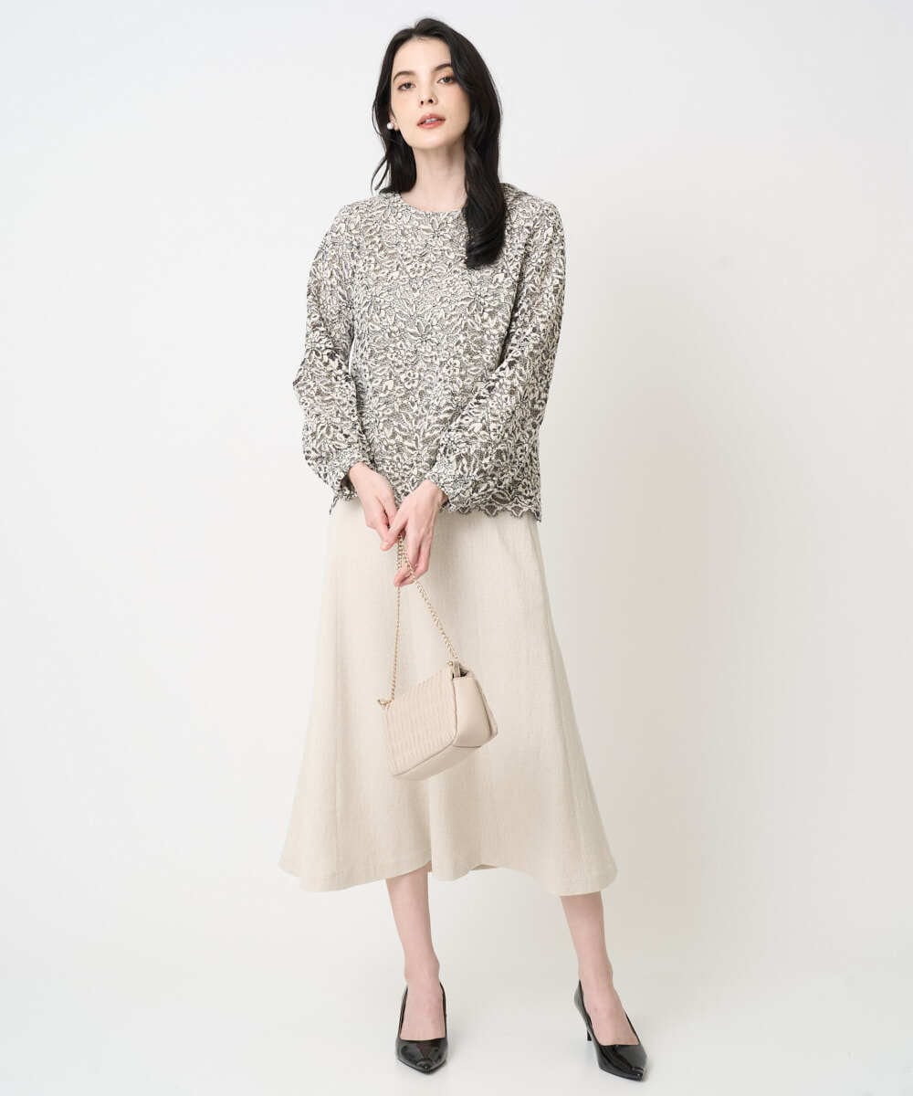 PJBCD03420 CHRISTIAN AUJARD Lサイズ(クリスチャン・オジャール Lサイズ) 【大きいサイズ】フラワーモールレースブラウス アイボリー系