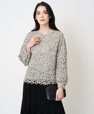 PJBCD03420 CHRISTIAN AUJARD Lサイズ(クリスチャン・オジャール Lサイズ) 【大きいサイズ】フラワーモールレースブラウス アイボリー系