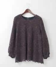 PJBCD03420 CHRISTIAN AUJARD Lサイズ(クリスチャン・オジャール Lサイズ) 【大きいサイズ】フラワーモールレースブラウス ネイビー系