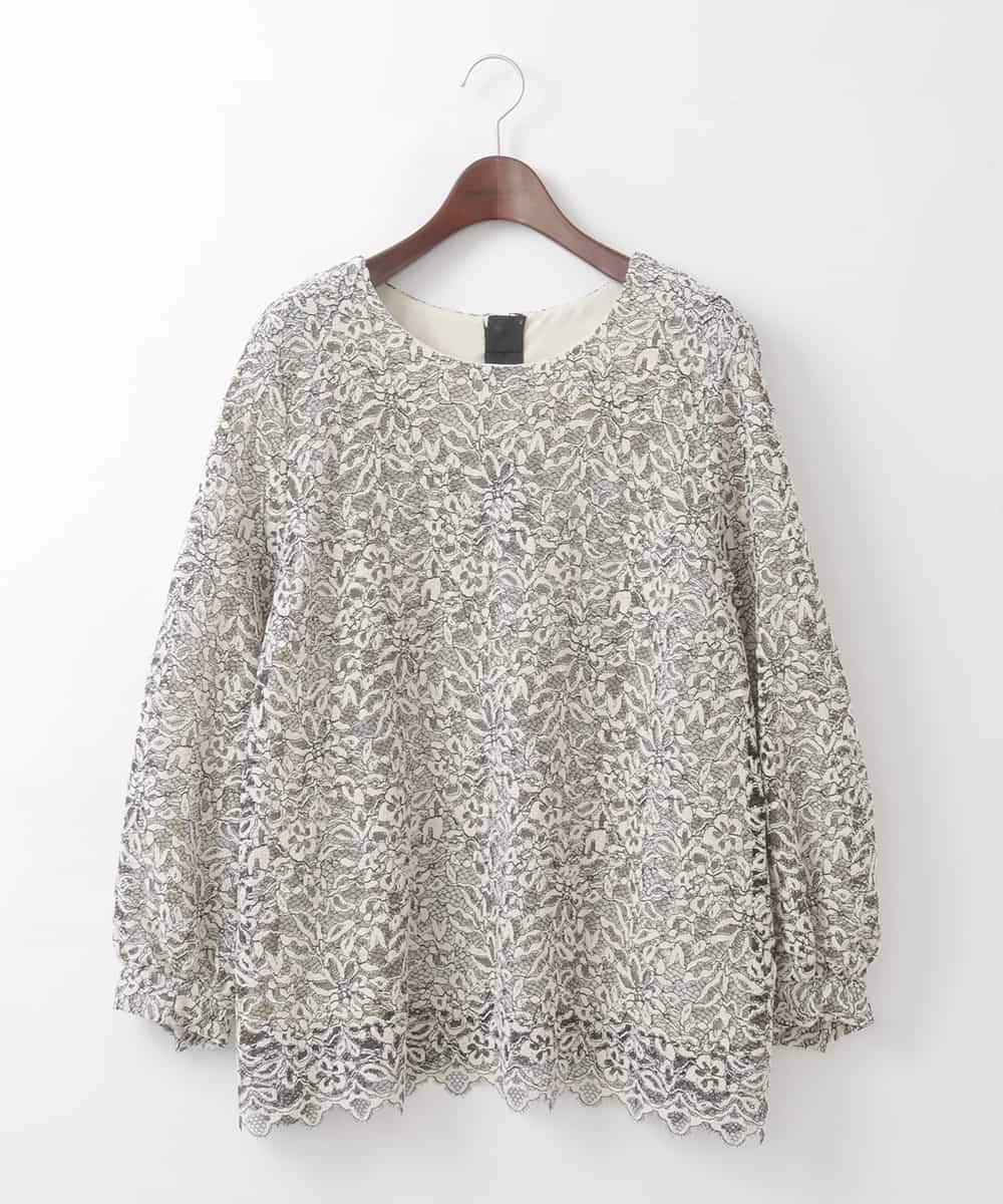 PJBCD03420 CHRISTIAN AUJARD Lサイズ(クリスチャン・オジャール Lサイズ) 【大きいサイズ】フラワーモールレースブラウス アイボリー系