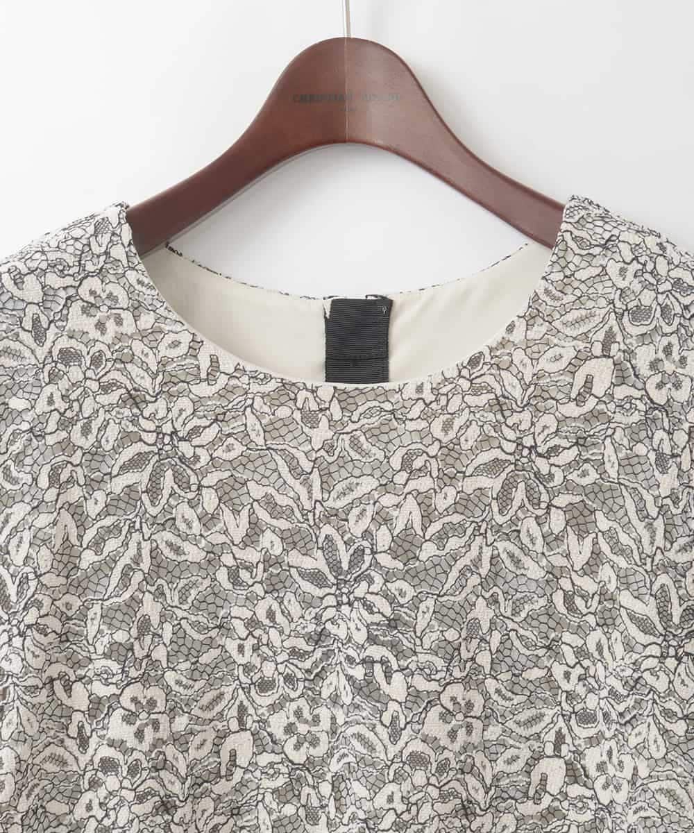 PJBCD03420 CHRISTIAN AUJARD Lサイズ(クリスチャン・オジャール Lサイズ) 【大きいサイズ】フラワーモールレースブラウス アイボリー系