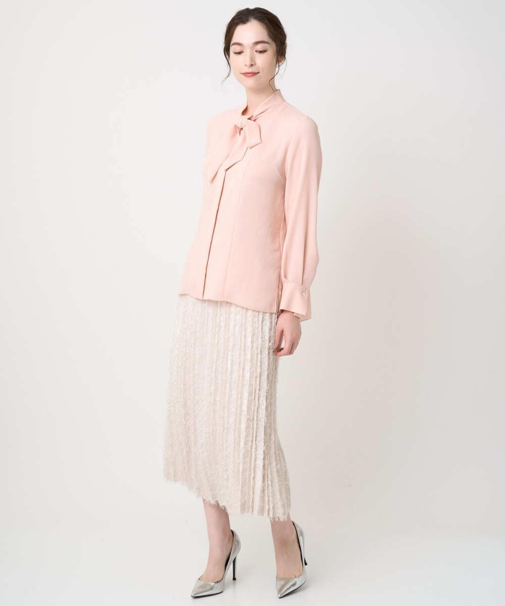 PJBEA23390 CHRISTIAN AUJARD Lサイズ(クリスチャン・オジャール Lサイズ) 【大きいサイズ】長袖ボウタイブラウス ピンク