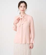 PJBEA23390 CHRISTIAN AUJARD Lサイズ(クリスチャン・オジャール Lサイズ) 【大きいサイズ】長袖ボウタイブラウス ピンク