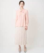 PJBEA23390 CHRISTIAN AUJARD Lサイズ(クリスチャン・オジャール Lサイズ) 【大きいサイズ】長袖ボウタイブラウス ピンク