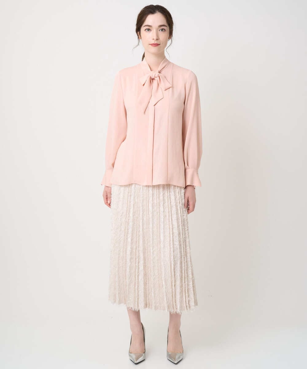 PJBEA23390 CHRISTIAN AUJARD Lサイズ(クリスチャン・オジャール Lサイズ) 【大きいサイズ】長袖ボウタイブラウス ピンク