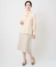 PJBEA23390 CHRISTIAN AUJARD Lサイズ(クリスチャン・オジャール Lサイズ) 【大きいサイズ】長袖ボウタイブラウス アイボリー