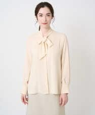 PJBEA23390 CHRISTIAN AUJARD Lサイズ(クリスチャン・オジャール Lサイズ) 【大きいサイズ】長袖ボウタイブラウス アイボリー