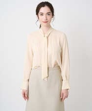 PJBEA23390 CHRISTIAN AUJARD Lサイズ(クリスチャン・オジャール Lサイズ) 【大きいサイズ】長袖ボウタイブラウス アイボリー