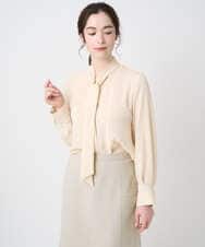 PJBEA23390 CHRISTIAN AUJARD Lサイズ(クリスチャン・オジャール Lサイズ) 【大きいサイズ】長袖ボウタイブラウス アイボリー