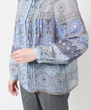 PJBEB52480 CHRISTIAN AUJARD Lサイズ(クリスチャン・オジャール Lサイズ) [セットアップ対応]フリルデザインプリントブラウス ブルー系
