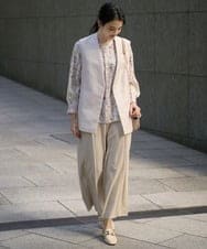 PJBEE19520 CHRISTIAN AUJARD Lサイズ(クリスチャン・オジャール Lサイズ) 【大きいサイズ】ボタニカルフラワーブラウス ホワイト×ピンク系