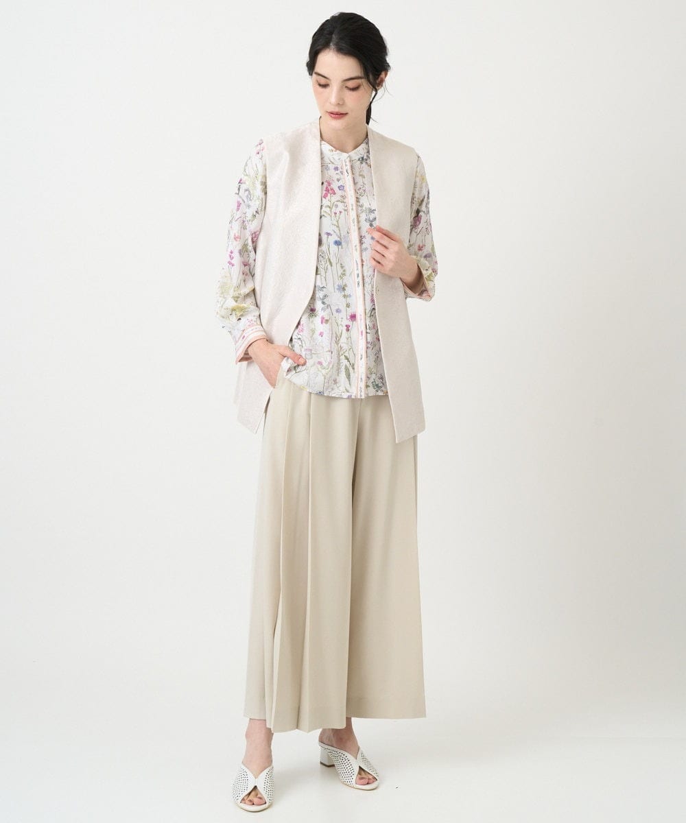 PJBEE19520 CHRISTIAN AUJARD Lサイズ(クリスチャン・オジャール Lサイズ) 【大きいサイズ】ボタニカルフラワーブラウス ホワイト×ピンク系