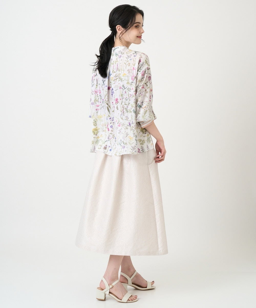 PJBEE19520 CHRISTIAN AUJARD Lサイズ(クリスチャン・オジャール Lサイズ) 【大きいサイズ】ボタニカルフラワーブラウス ホワイト×ピンク系