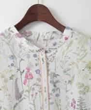 PJBEE19520 CHRISTIAN AUJARD Lサイズ(クリスチャン・オジャール Lサイズ) 【大きいサイズ】ボタニカルフラワーブラウス ホワイト×ピンク系