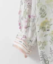 PJBEE19520 CHRISTIAN AUJARD Lサイズ(クリスチャン・オジャール Lサイズ) 【大きいサイズ】ボタニカルフラワーブラウス ホワイト×ピンク系