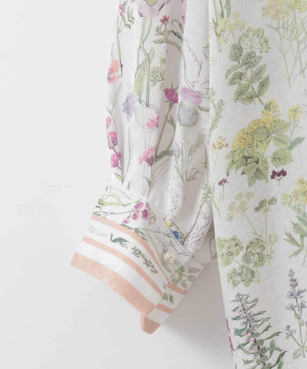 PJBEE19520 CHRISTIAN AUJARD Lサイズ(クリスチャン・オジャール Lサイズ) 【大きいサイズ】ボタニカルフラワーブラウス ホワイト×ピンク系