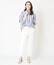 PJBEV36420 CHRISTIAN AUJARD Lサイズ(クリスチャン・オジャール Lサイズ) ドロップショルダーストライプシャツ ネイビー×ブルー