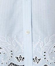 PJBGA32520 CHRISTIAN AUJARD Lサイズ(クリスチャン・オジャール Lサイズ) カットワーク刺繍ストライプブラウス ライトブルー