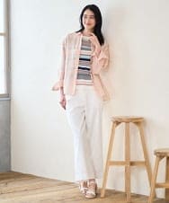 PJBGD23380 CHRISTIAN AUJARD Lサイズ(クリスチャン・オジャール Lサイズ) 【大きいサイズ】シルク混シャイニーブラウス ピンク