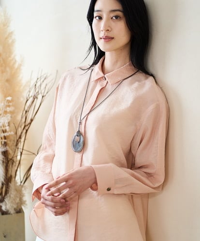 PJBGD23380 CHRISTIAN AUJARD Lサイズ 【大きいサイズ】シルク混シャイニーブラウス