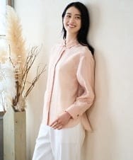 PJBGD23380 CHRISTIAN AUJARD Lサイズ(クリスチャン・オジャール Lサイズ) 【大きいサイズ】シルク混シャイニーブラウス ピンク