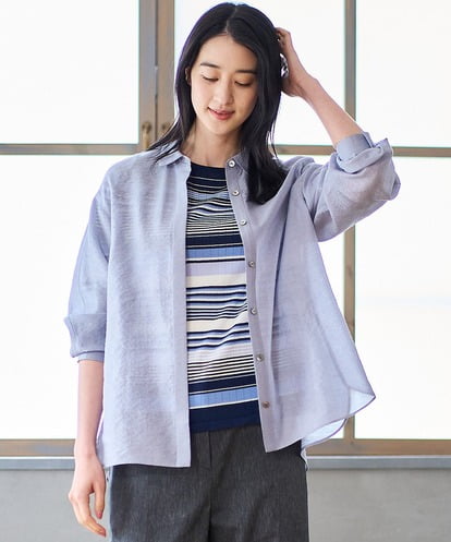 PJBGD23380 CHRISTIAN AUJARD Lサイズ 【大きいサイズ】シルク混シャイニーブラウス