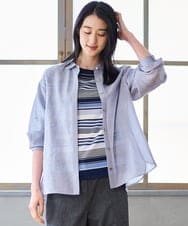 PJBGD23380 CHRISTIAN AUJARD Lサイズ(クリスチャン・オジャール Lサイズ) 【大きいサイズ】シルク混シャイニーブラウス ライトブルー