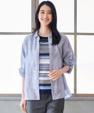 PJBGD23380 CHRISTIAN AUJARD Lサイズ(クリスチャン・オジャール Lサイズ) 【大きいサイズ】シルク混シャイニーブラウス ライトブルー