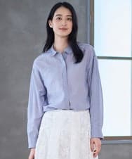 PJBGD23380 CHRISTIAN AUJARD Lサイズ(クリスチャン・オジャール Lサイズ) 【大きいサイズ】シルク混シャイニーブラウス ライトブルー