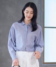 PJBGD23380 CHRISTIAN AUJARD Lサイズ(クリスチャン・オジャール Lサイズ) 【大きいサイズ】シルク混シャイニーブラウス ライトブルー