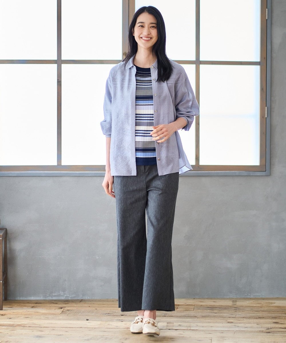 PJBGD23380 CHRISTIAN AUJARD Lサイズ(クリスチャン・オジャール Lサイズ) 【大きいサイズ】シルク混シャイニーブラウス ライトブルー