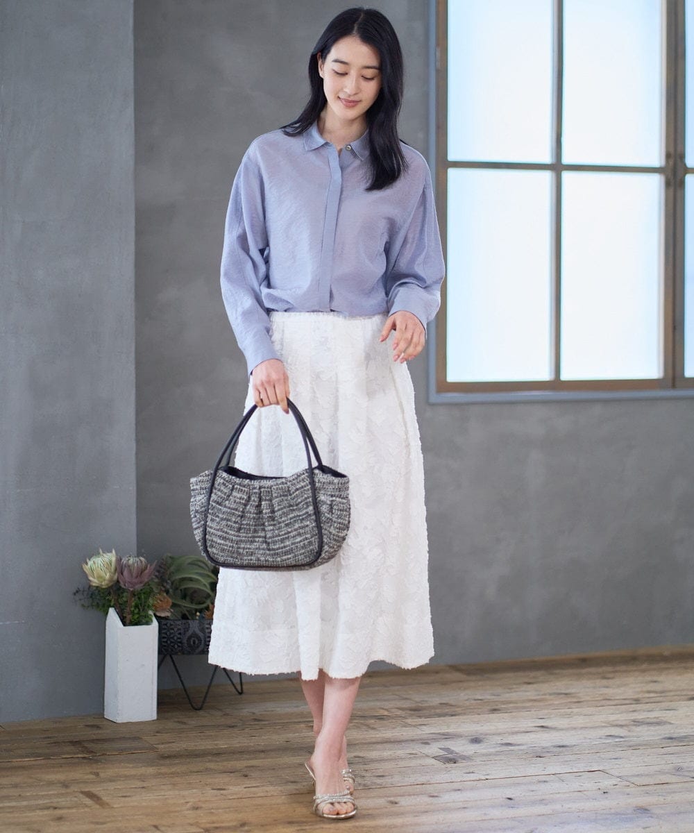 PJBGD23380 CHRISTIAN AUJARD Lサイズ(クリスチャン・オジャール Lサイズ) 【大きいサイズ】シルク混シャイニーブラウス ライトブルー