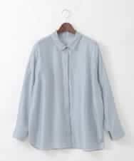 PJBGD23380 CHRISTIAN AUJARD Lサイズ(クリスチャン・オジャール Lサイズ) 【大きいサイズ】シルク混シャイニーブラウス ライトブルー