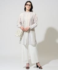 PJBGD40460 CHRISTIAN AUJARD Lサイズ(クリスチャン・オジャール Lサイズ) 【大きいサイズ】ドビーストライプロングブラウス ブルー系