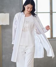 PJBGD40460 CHRISTIAN AUJARD Lサイズ(クリスチャン・オジャール Lサイズ) 【大きいサイズ】ドビーストライプロングブラウス ブルー系