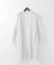 PJBGD40460 CHRISTIAN AUJARD Lサイズ(クリスチャン・オジャール Lサイズ) 【大きいサイズ】ドビーストライプロングブラウス ブルー系