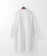 PJBGD40460 CHRISTIAN AUJARD Lサイズ(クリスチャン・オジャール Lサイズ) 【大きいサイズ】ドビーストライプロングブラウス ブルー系