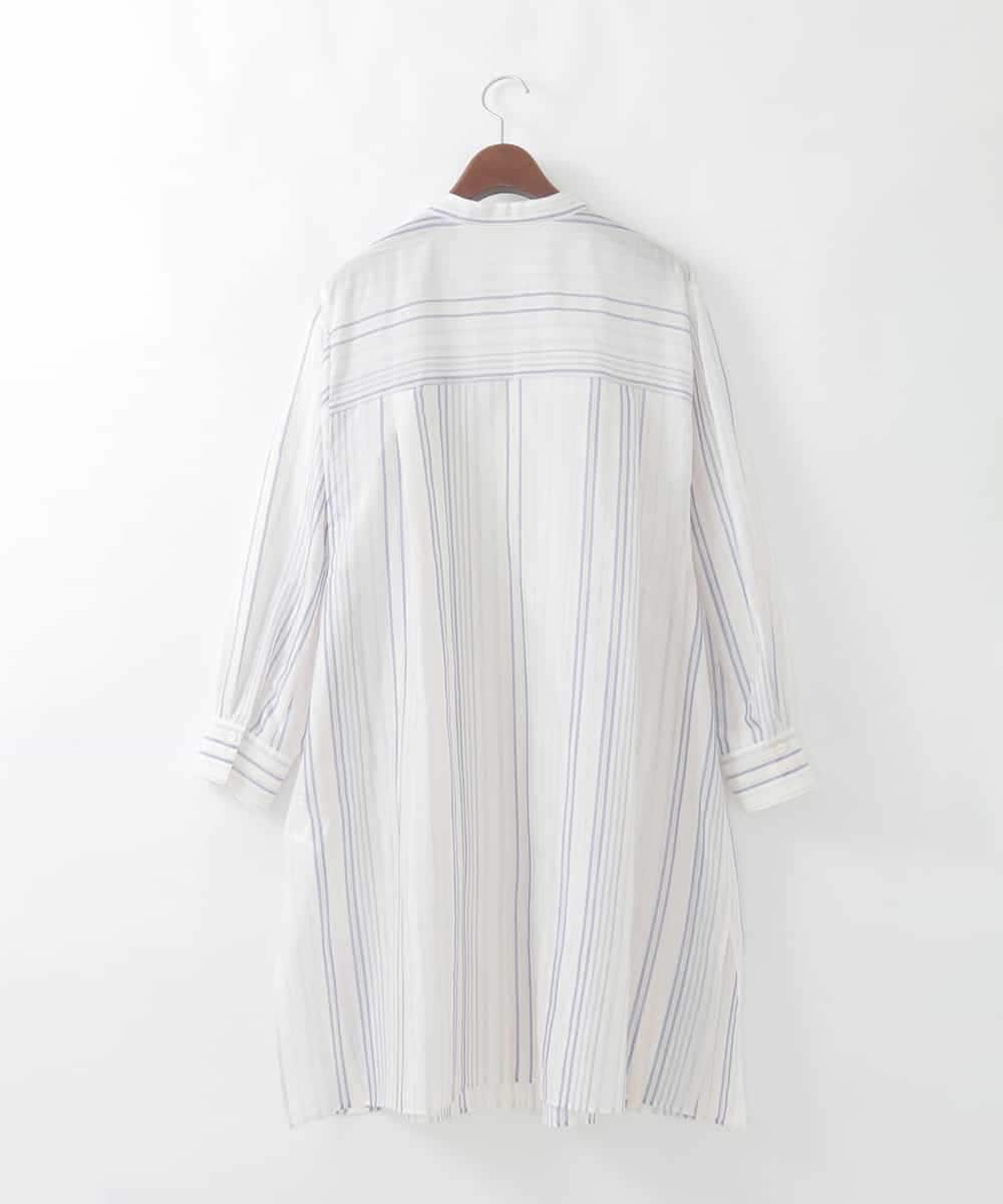 PJBGD40460 CHRISTIAN AUJARD Lサイズ(クリスチャン・オジャール Lサイズ) 【大きいサイズ】ドビーストライプロングブラウス ブルー系