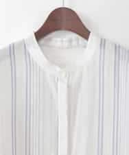 PJBGD40460 CHRISTIAN AUJARD Lサイズ(クリスチャン・オジャール Lサイズ) 【大きいサイズ】ドビーストライプロングブラウス ブルー系