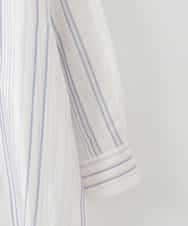 PJBGD40460 CHRISTIAN AUJARD Lサイズ(クリスチャン・オジャール Lサイズ) 【大きいサイズ】ドビーストライプロングブラウス ブルー系