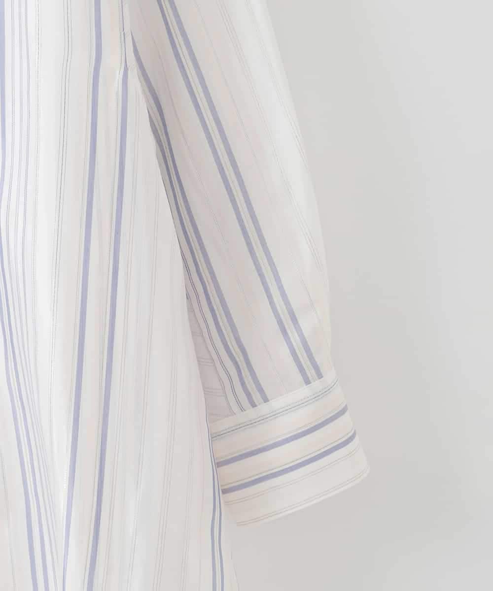 PJBGD40460 CHRISTIAN AUJARD Lサイズ(クリスチャン・オジャール Lサイズ) 【大きいサイズ】ドビーストライプロングブラウス ブルー系