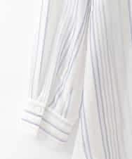 PJBGD40460 CHRISTIAN AUJARD Lサイズ(クリスチャン・オジャール Lサイズ) 【大きいサイズ】ドビーストライプロングブラウス ブルー系