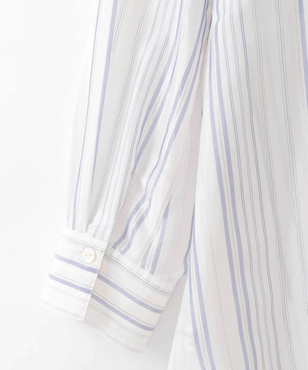 PJBGD40460 CHRISTIAN AUJARD Lサイズ(クリスチャン・オジャール Lサイズ) 【大きいサイズ】ドビーストライプロングブラウス ブルー系