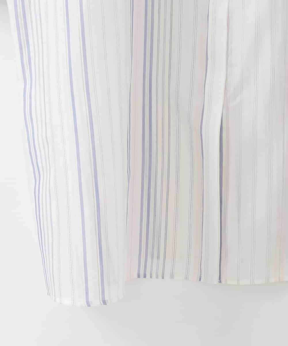 PJBGD40460 CHRISTIAN AUJARD Lサイズ(クリスチャン・オジャール Lサイズ) 【大きいサイズ】ドビーストライプロングブラウス ブルー系