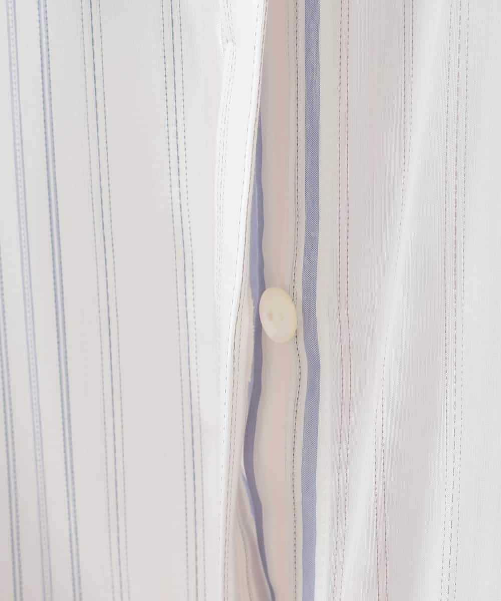 PJBGD40460 CHRISTIAN AUJARD Lサイズ(クリスチャン・オジャール Lサイズ) 【大きいサイズ】ドビーストライプロングブラウス ブルー系