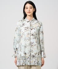 PJBGE02520 CHRISTIAN AUJARD Lサイズ(クリスチャン・オジャール Lサイズ) 【大きいサイズ】フラワープリントシアーブラウス グリーン系