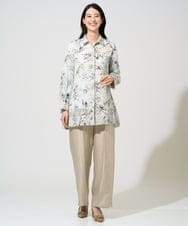 PJBGE02520 CHRISTIAN AUJARD Lサイズ(クリスチャン・オジャール Lサイズ) 【大きいサイズ】フラワープリントシアーブラウス グリーン系