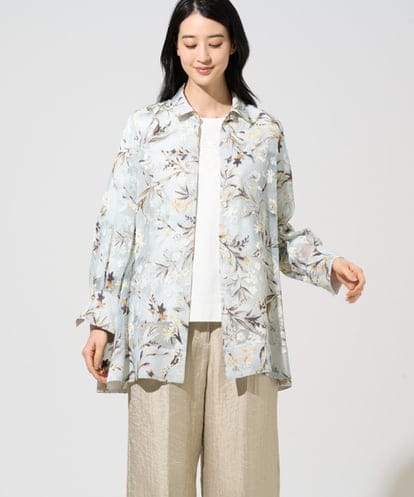 PJBGE02520 CHRISTIAN AUJARD Lサイズ 【大きいサイズ】フラワープリントシアーブラウス